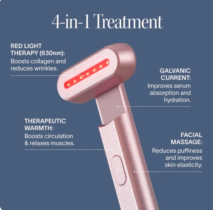 SolaWave 4-in-1 Radiant Renewal Skincare Wand - Red Light Therapy, Galvanic Current, Warmth & Facial Massage