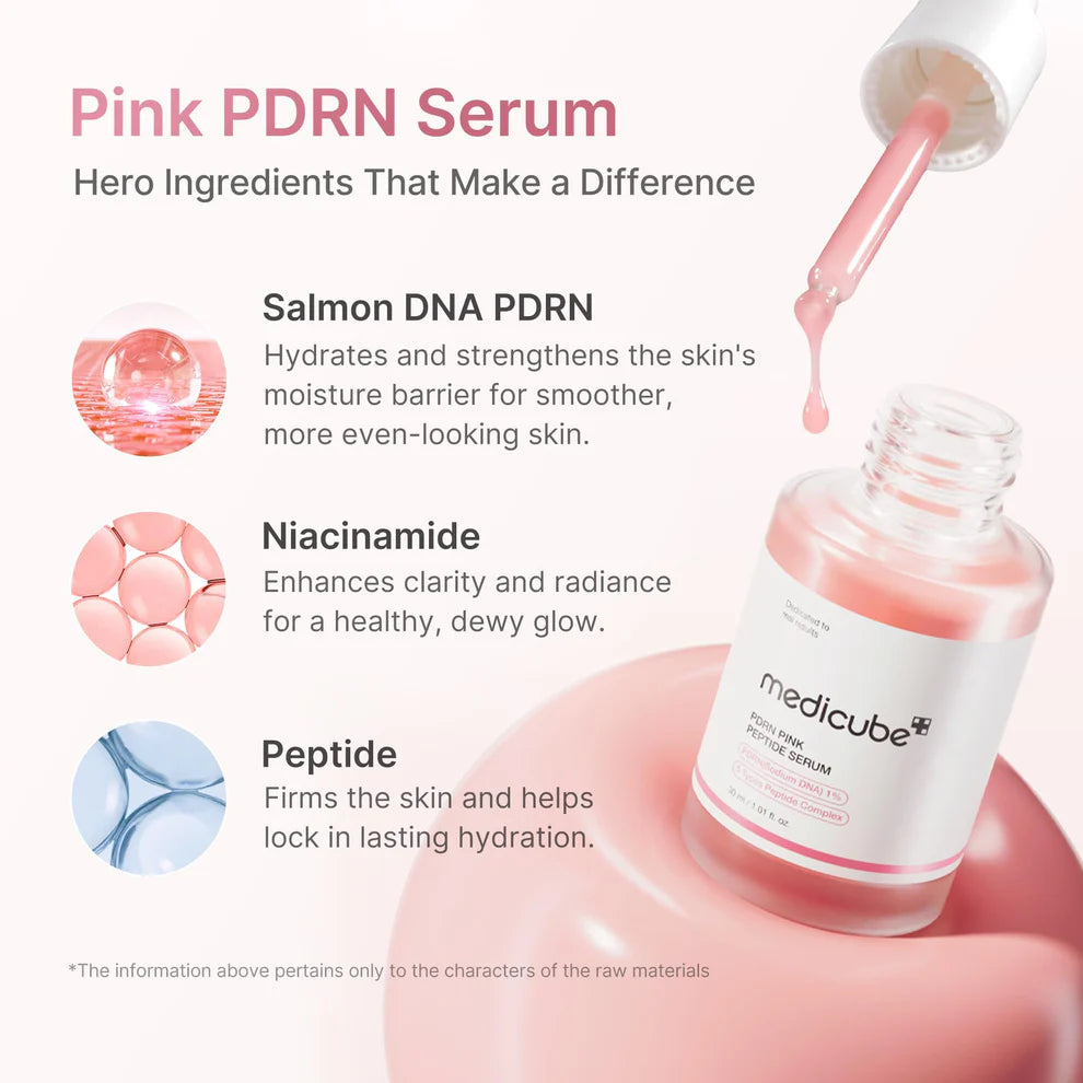 Medicube PDRN Pink Peptide Serum - Rose PDRN + Peptide Serum for Glow, Elasticity & Barrier Repair
